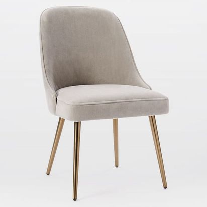 west elm Mid-Century Velvet Dining Chair, Dove Grey
