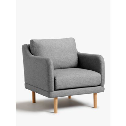 John Lewis ANYDAY Sweep Armchair, Light Leg Saga Grey | H84 x W76 x D80cm