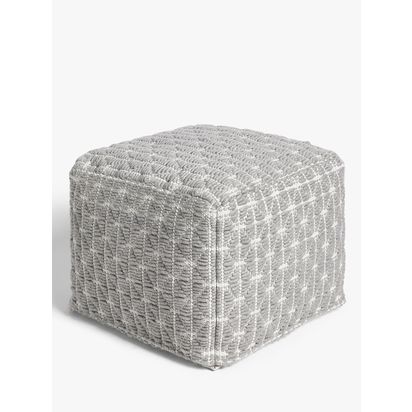 John Lewis Prism Pouffe, Grey Grey | H35 x W45 x D45cm