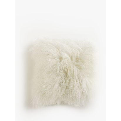John Lewis Mongolian Sheepskin Cushion White | H38 x W38cm