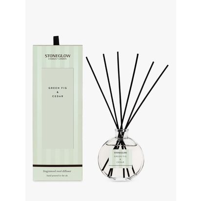 Stoneglow Modern Classic Green Fig & Cedar Reed Diffuser, 120ml Multi | H25.5 x W9 x D3cm