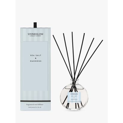 Stoneglow Modern Classic Sea Salt & Oakmoss Reed Diffuser, 120ml Multi | H25.5 x W9 x D9cm