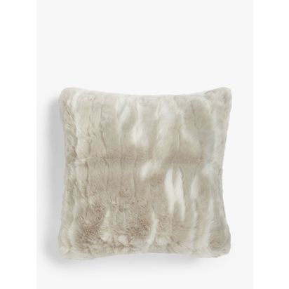 John Lewis Marbled Faux Fur Cushion, Natural Natural | 45 x 45cm
