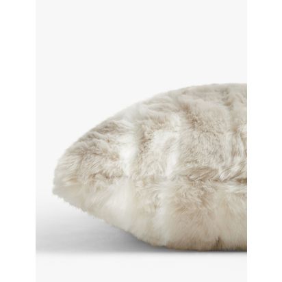 John Lewis Marbled Faux Fur Cushion, Natural Natural | 45 x 45cm