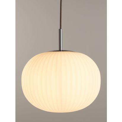 John Lewis Pleated Glass Globe Ceiling Light, White/Chrome White/Chrome | H31 x Dia.30cm