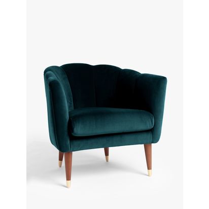 John Lewis + Swoon Enville Occasional Armchair Wildwood Green Velvet | H75 x W81 x D75cm