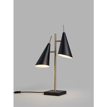 John Lewis Conic Table Lamp, Black/Brass Black/Brass | H59 x W40 x D20cm