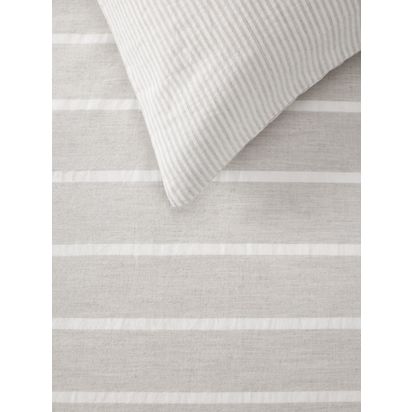 John Lewis Pyjama Stripe Pure Cotton Weave Duvet Cover Set Natural | Double Set