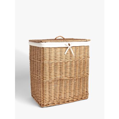 John Lewis Willow Double Laundry Basket Natural | H59.5 x W35 x D55cm