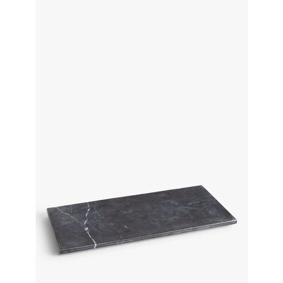 John Lewis Black Marble Accessory Tray Black | H1.5 x W15 x D30cm