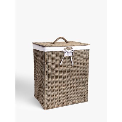 John Lewis Grey Rattan Laundry Basket Grey | H55 x W44 x D34cm