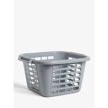 John Lewis Square Plastic Laundry Basket, Grey Grey | H70 x W44 x D51cm