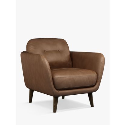 John Lewis Arlo Leather Armchair, Dark Leg Sellvagio Cognac | H83 x W84 x D88cm
