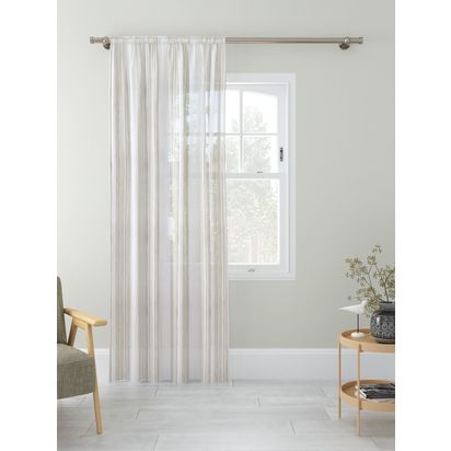 John Lewis Fine Stripe Voile Fabric, Natural Natural