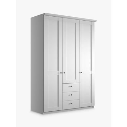 John Lewis Marlow 150cm Hinged Door Wardrobe with 3 Drawers Off White | H220 x W150 x D58cm