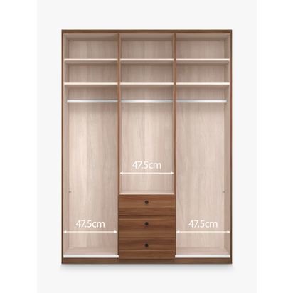 John Lewis Marlow 150cm Hinged Door Wardrobe with 3 Drawers Off White | H220 x W150 x D58cm