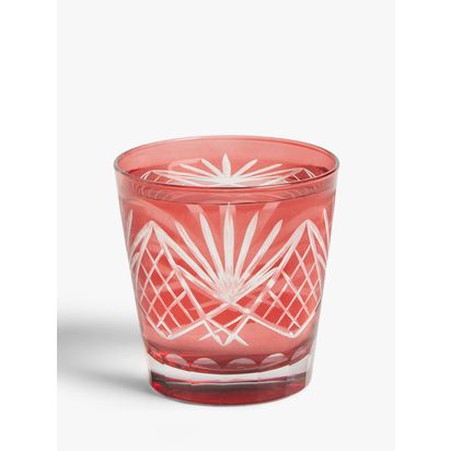 John Lewis & Partners Cut Glass Tumbler, 400ml, Garnet Red