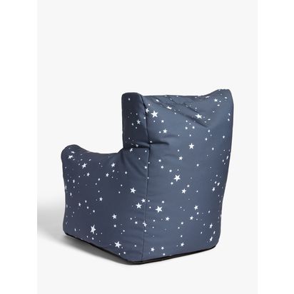 John Lewis Stardust Bean Bag Chair and Stool Set Navy | Bean bag chair: H65 x W55 x D55cm. Stool: H20 x Dia.40cm
