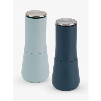Joseph Joseph Editions Milltop No Spill Salt & Pepper Mills, Set of 2, Blue Blue | H16.9 x Dia.7cm