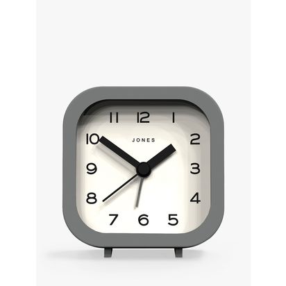 Jones Clocks Bob Analogue Alarm Clock Grey | H7.8 x W7.3 x D4.2cm