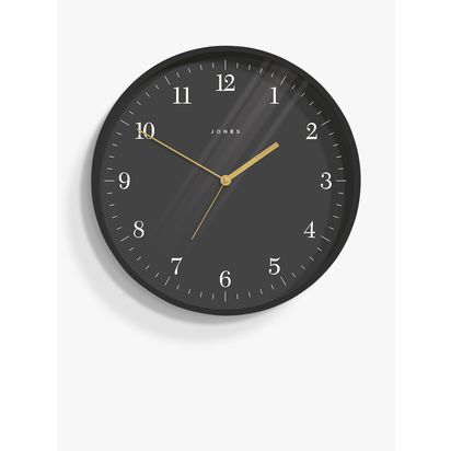 Jones Clocks Mag Analogue Wall Clock, 35cm, Grey Grey | D4.3 x Dia.35.5cm