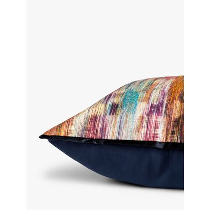 John Lewis Zia Stripe Cushion, Blue / Multi Blue | L50 x W50cm