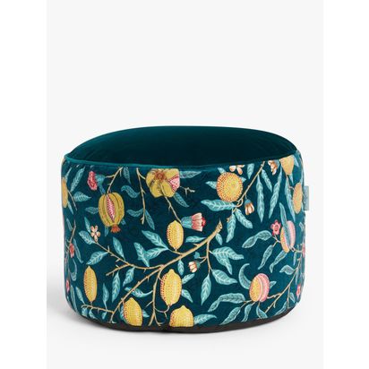 Morris & Co. Fruit Pouffe, Indigo Indigo | H38 x Dia.55cm