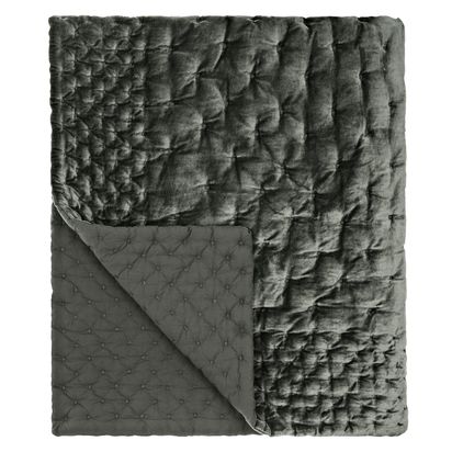 John Lewis Boutique Hotel Velvet Stitch Quilted Bedspread Steel | H250 x W260cm