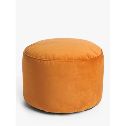 John Lewis Velvet Pouffe Orange | H38 x Dia.55cm