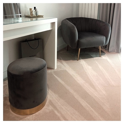 Marie Pouffe, Velvet Upholstered, Charcoal Grey