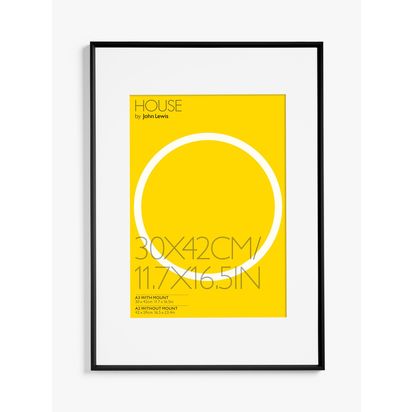 John Lewis Aluminium Photo Frame, A2 with A3 Mount Black | 60 x 43 x 2.5cm