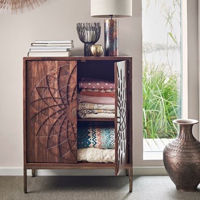 John Lewis Array Wood Storage Cabinet Acacia | H92.5 x W74.5 x D40cm