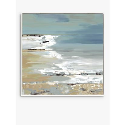 John Lewis Valeria Mravyan 'East Coast I' Framed Canvas Print, 106 x 106cm, Blue/Multi Blue/Multi | L106 x W106 x D3cm