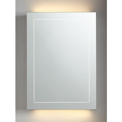 John Lewis Enclose Single Mirrored and Illuminated Bathroom Cabinet Silver | H70 x W50 x D14cm