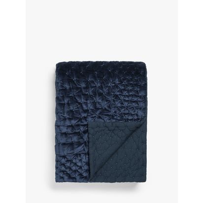 John Lewis Boutique Hotel Velvet Stitch Quilted Bedspread Navy