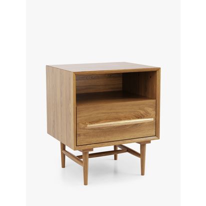 John Lewis & Partners Mid-Century Sweep Bedside Table, Acorn