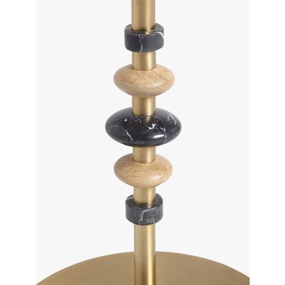 John Lewis Pedestal Marble Side Table, Black/Brass