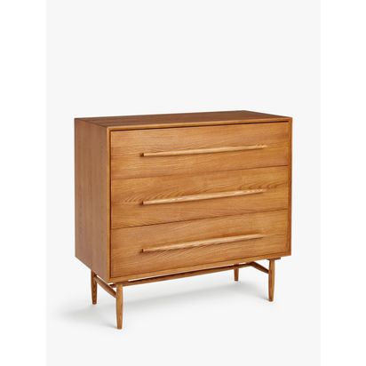 John Lewis & Partners Mid-Century Sweep 3 Drawer Chest, FSC Certified (Ash)