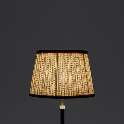 30cm straight empire gathered lampshade in white gold block printed cotton