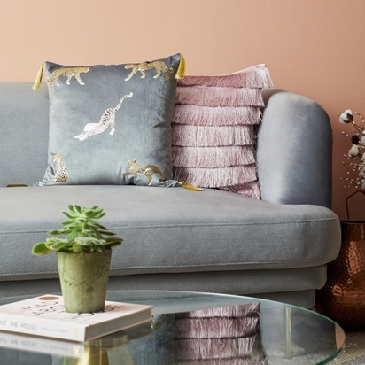 Gatsby Flapper Fringed Cushion, Pink