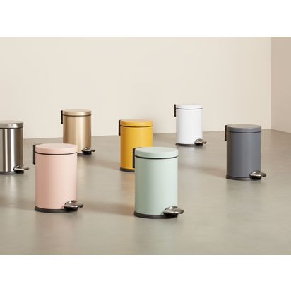 John Lewis Soft Close Bathroom Pedal Bin, 3L Brushed Gold | 26 x 17.5 x 23.5cm