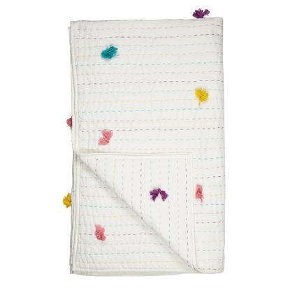 little home at John Lewis Pom Pom Quilt, Multi Multi | 165 x 200cm