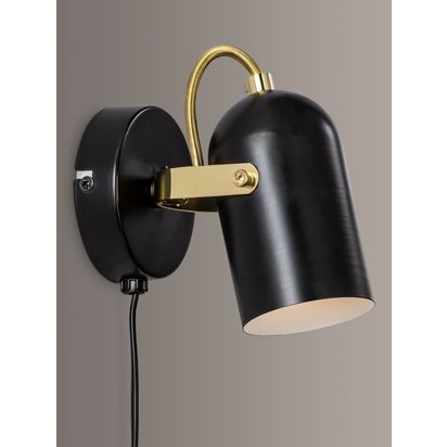 Nordlux Lotus Plug-In Wall Light, Black Black | H14 x W9 x D16cm