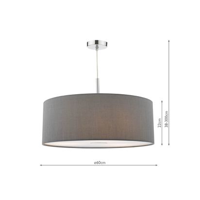 Där Ronda Large Pendant Ceiling Light Slate Grey | H22 x W60 x D60cm