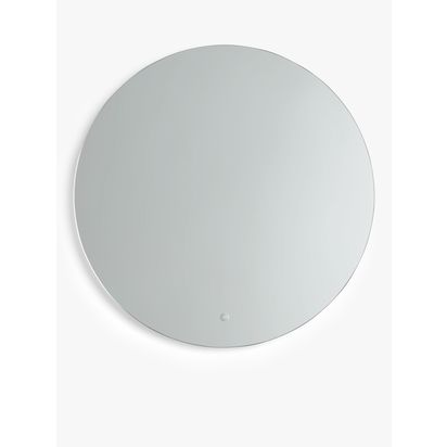 John Lewis Halo Illuminated Round Bathroom Mirror Silver | Dia.80 x D2.8cm