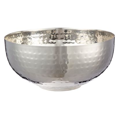 John Lewis Hammered Stainless Steel Serving Bowl, Silver Silver | H9 x Dia.20cm