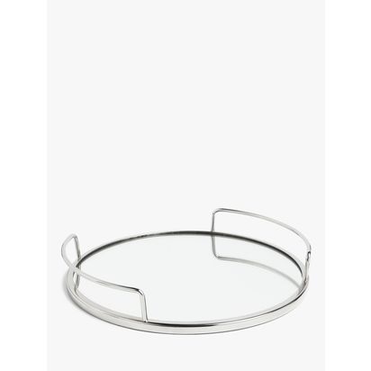 John Lewis Stainless Steel Round Mirror Tray, 35cm, Silver Silver | H5.5 x Dia.35cm