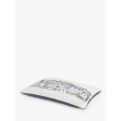 John Lewis Nordic Houses Cushion, Blue / Multi Blue | 35 x 55cm
