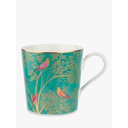 Sara Miller Chelsea Collection Birds Mug, 340ml, Green Green | H9 x W9cm