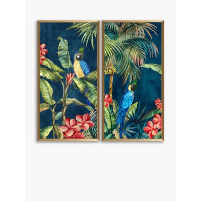 John Lewis Eva Watts 'Tropicana' Framed Prints, Set of 2, 82 x 42cm, Green/Multi Green/Multi | H82 x W42 x D2cm
